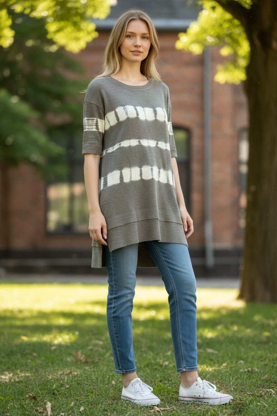 Grey Tie Dye Oversized Tunic